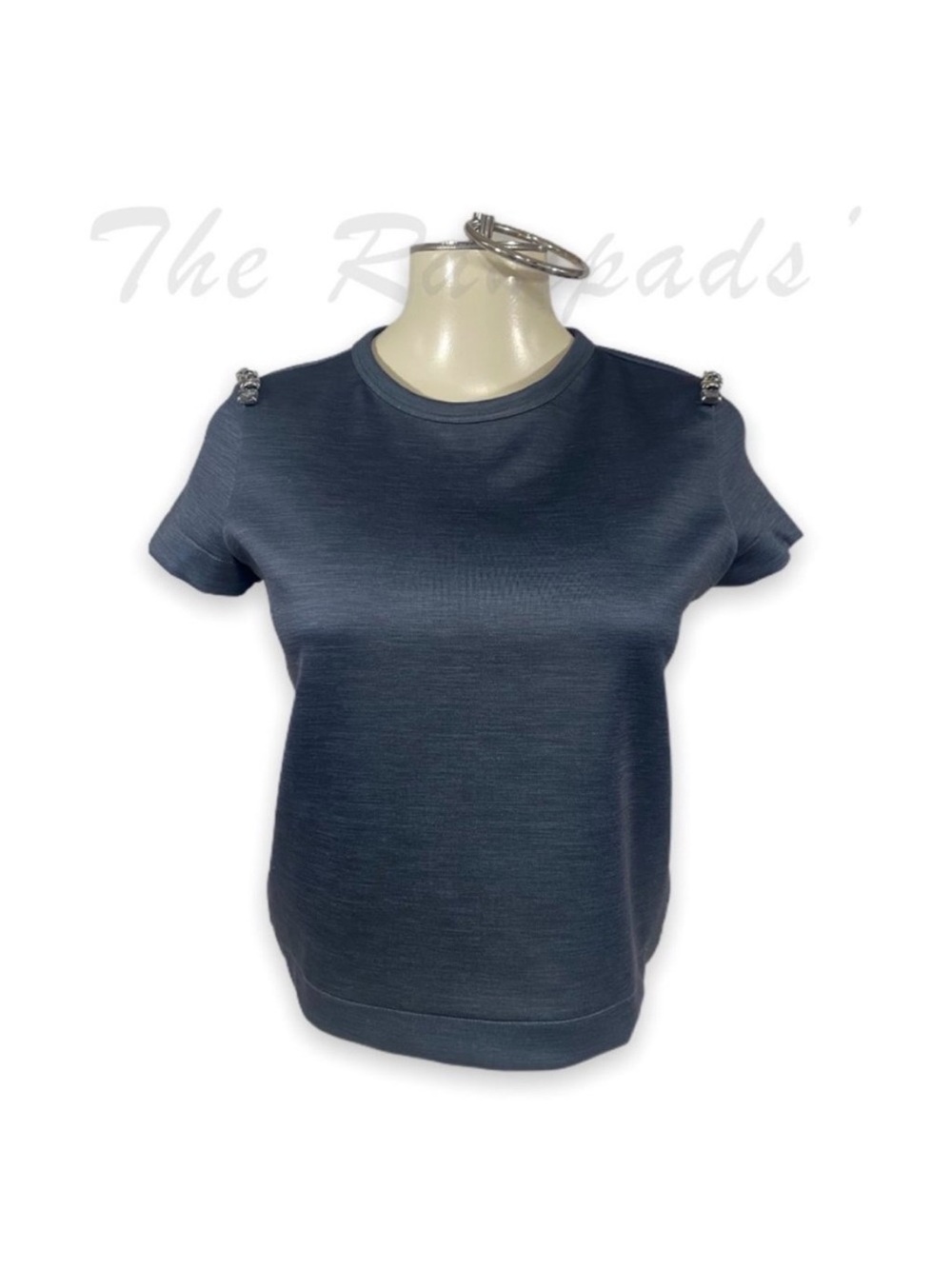 Zara Short Sleeve Crewneck Top - Navy Blue
